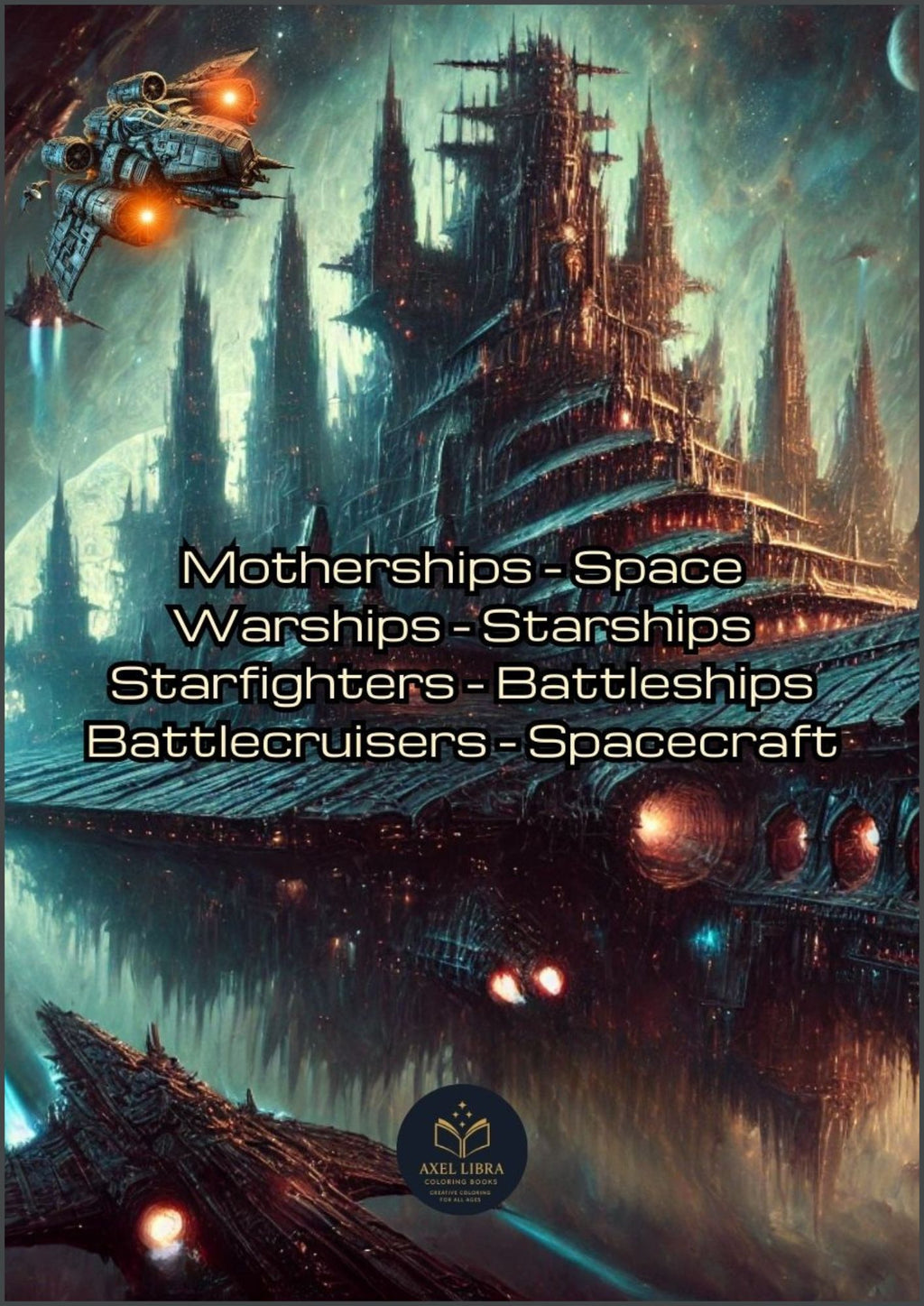 Elysian Star Federation Spaceship Coloring Book: 55 Epic Illustrations of a Powerful Fleet Motherships - Space Warships - Starships Starfighters - Battleships Battlecruisers - Spacecraft