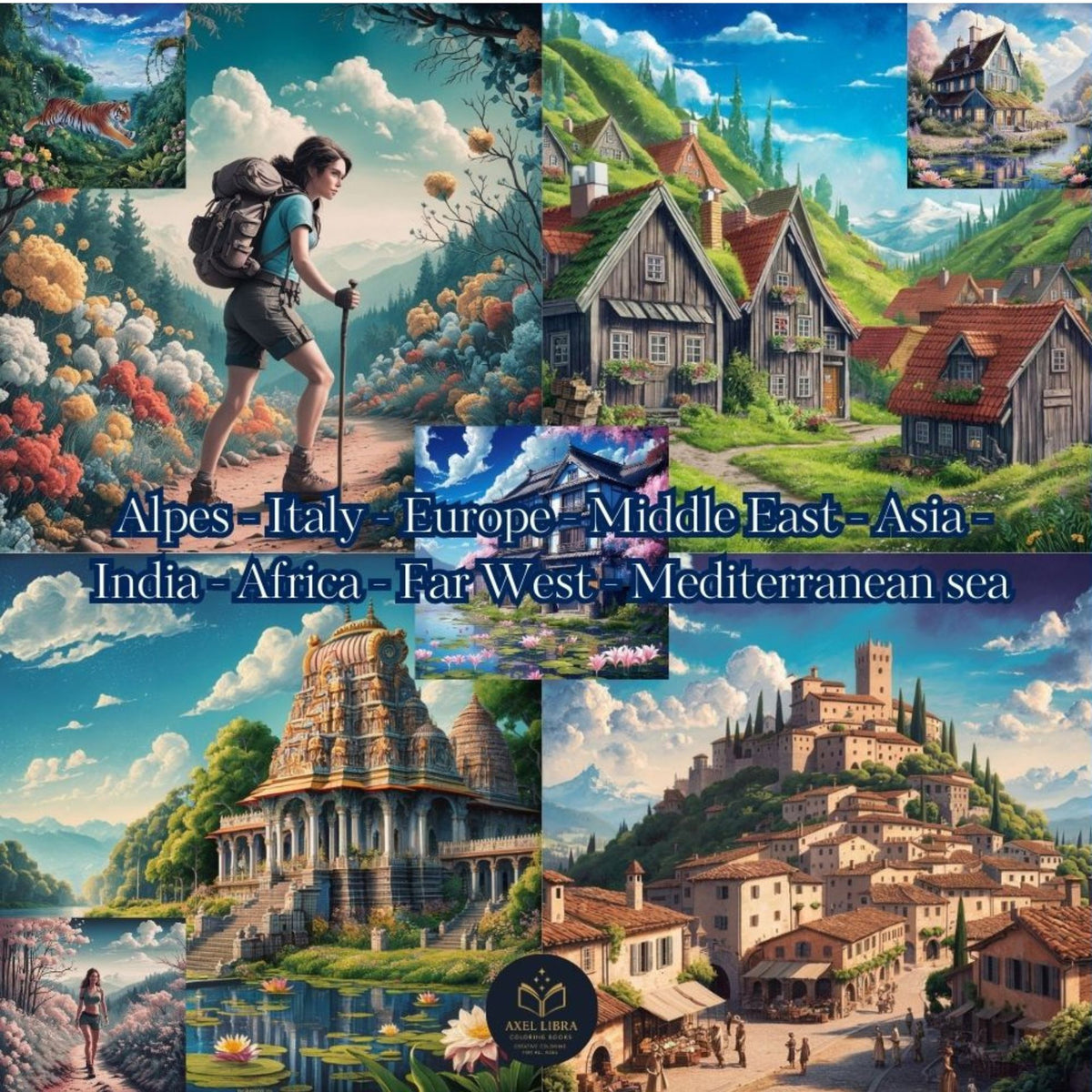 Around the World in 150 Landscapes: Coloring Book for adults
