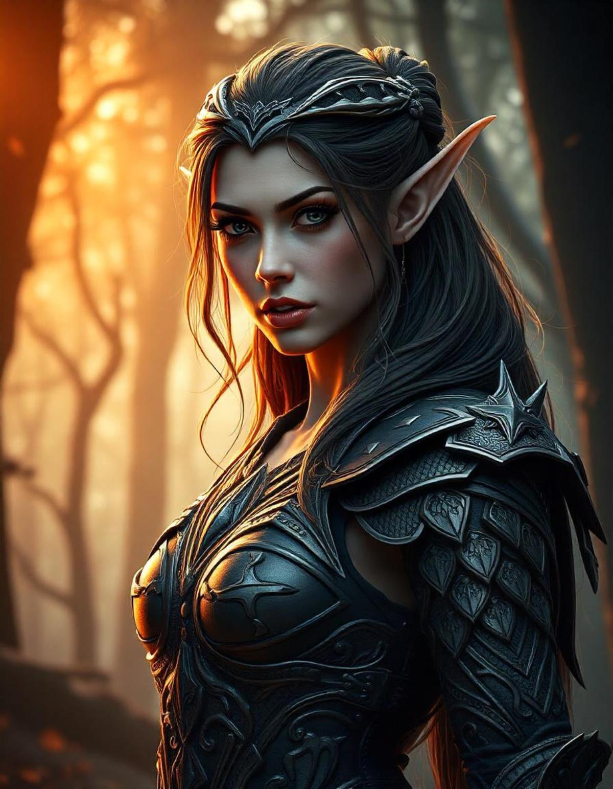 Elven Warriors: Power and beauty - A Coloring book for Adults: 46 Charming Elven Women