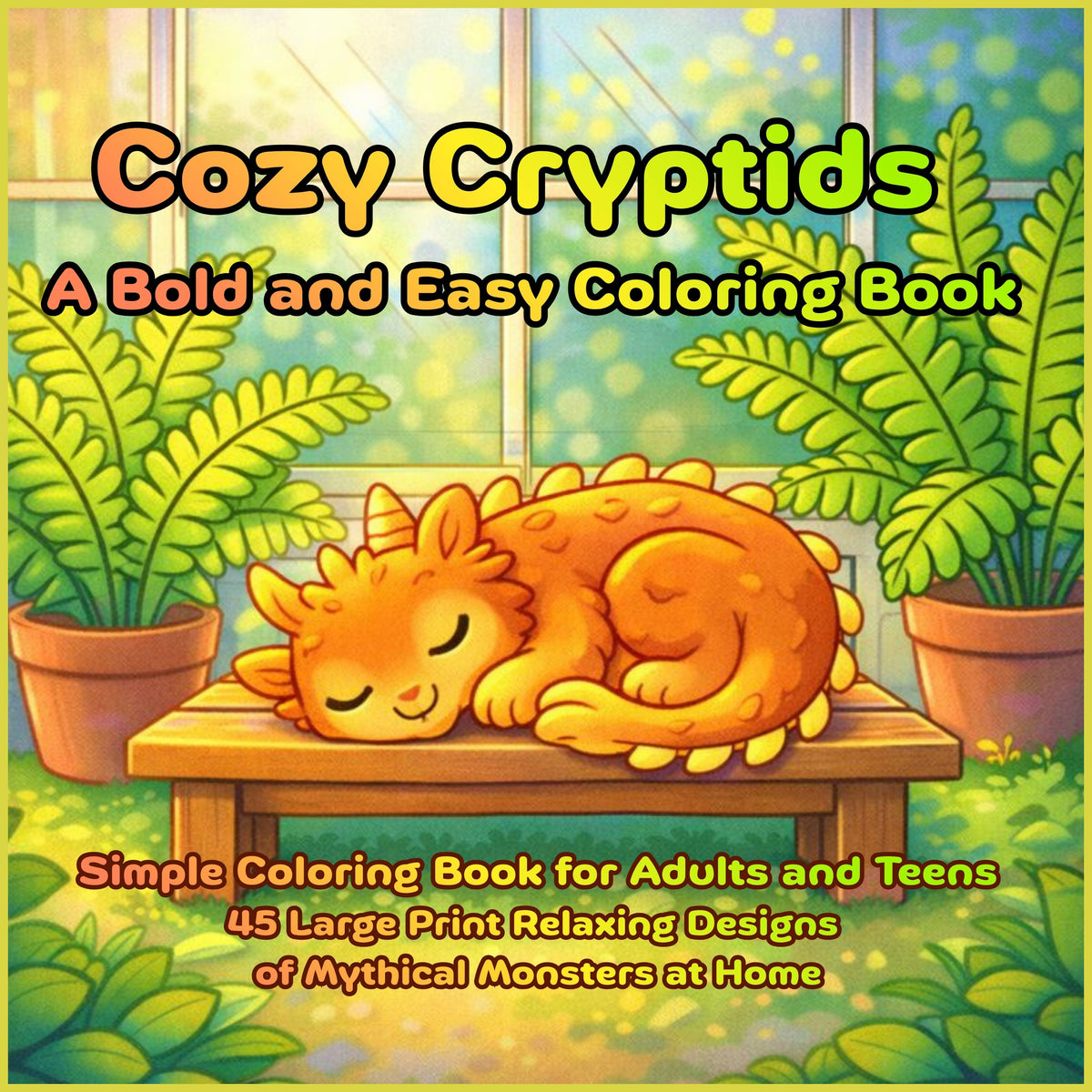 Cozy Cryptids: A Bold and Easy Coloring Book: Simple Coloring Book for Adults and Teens: 45 Large Print Relaxing Designs of Mythical Monsters at Home