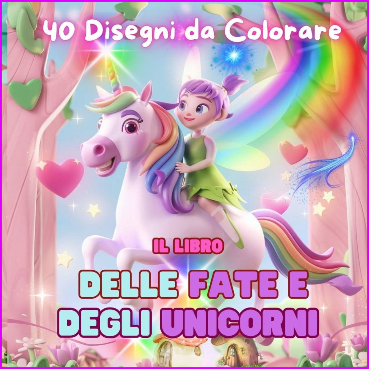 Il libro delle Fate e degli Unicorni: 40 disegni da colorare: Entra nel bosco incantato per giocare colorando con fatine e unicorni nel Villaggio Fungo