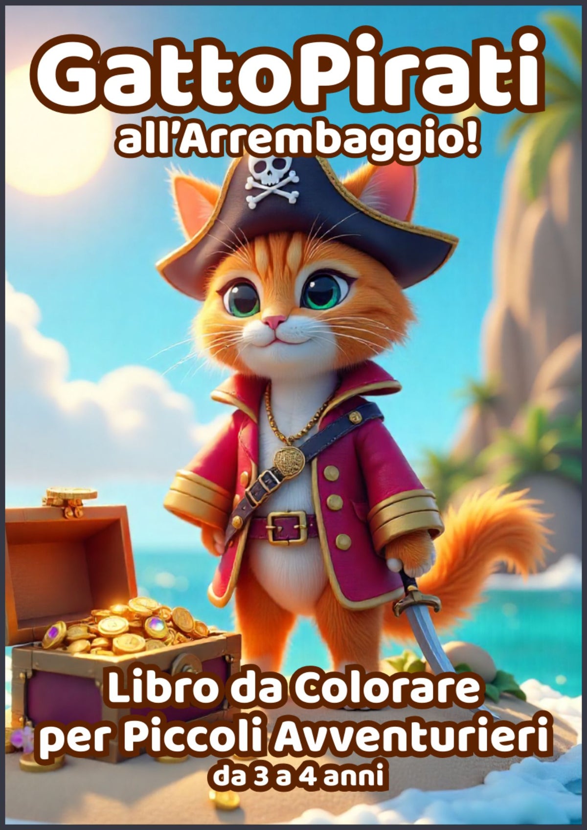 GattoPirati all'Arrembaggio! Libro da Colorare per Bambini 3-4 Anni – Avventure da Pirata con Gatti Teneri e Divertenti: Gatti corsari, forzieri e navi da esplorare! Disegni grandi e semplici da colorare, ideali per bimbi in età prescolare.
