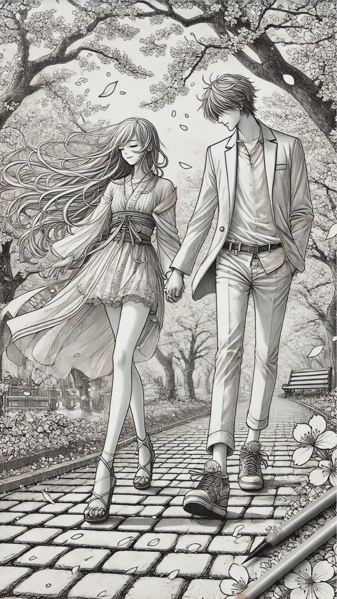 manga love romance coloring book