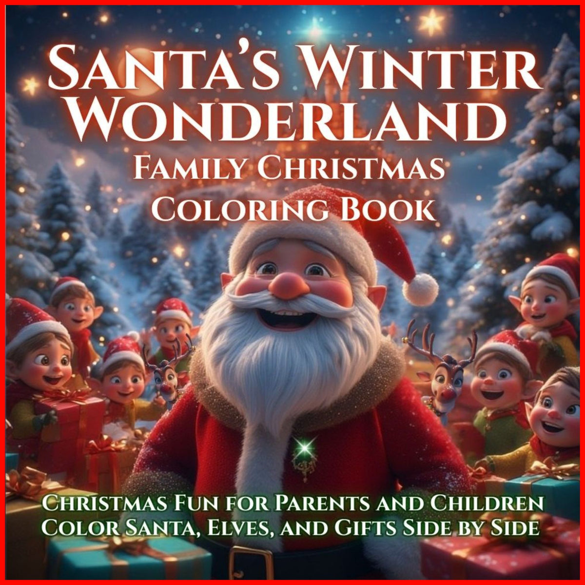 Santa’s Winter Wonderland Family Christmas Coloring Book: Christmas Fun for Parents and Children Color Santa, Elves, and Gifts, Side by Side